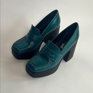 Free People Teal Platform Loafer